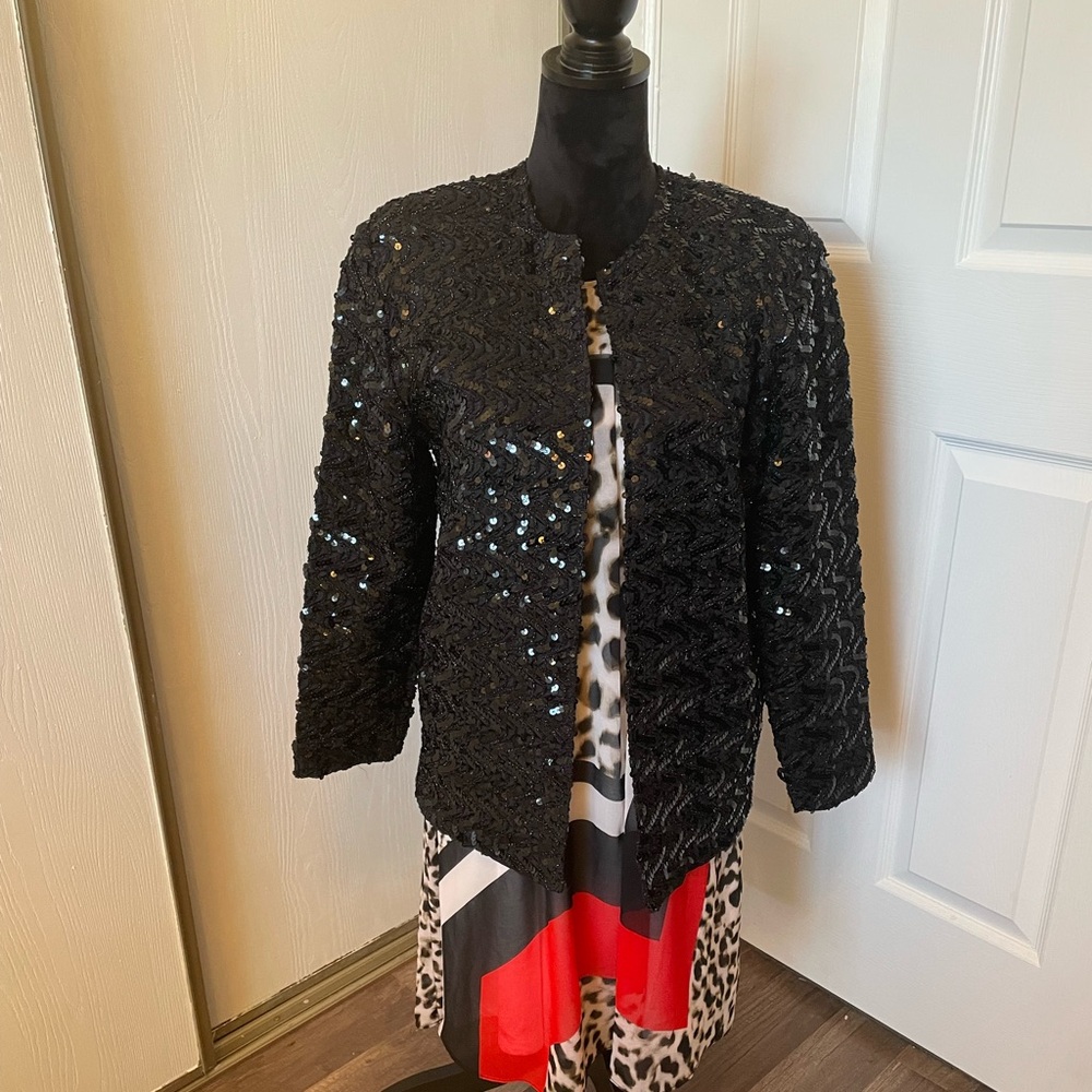 Vintage Black Sequins Blazer Size S